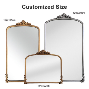 Bán Buôn Vàng Khung Sang Trọng Gương Vòm Baroque Handmade Hoa Trang Trí Nội Thất Gương Cho Phòng Ngủ Lối Sàn Gương Đứng - Product Image 4
