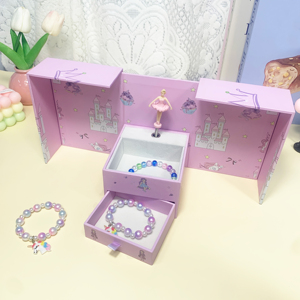 Hot Selling Double Door Gift Luxury Paper Music <strong>Box</strong> Jewelry Necklace Ring <strong>Earring</strong> Storage Music <strong>Box</strong> with Drawer - Product Image 3