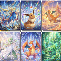 Cartes Métalliques Inspirées de l'Art Fan Art Chinois Pokémon, Étui en Acrylique, Articles de Collection Premium pour les Collectionneurs, Jeux de Société