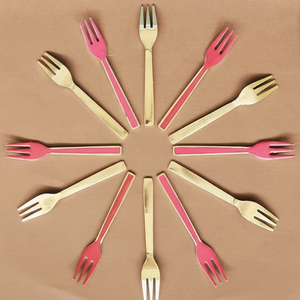 Ensemble de fourchettes en acier inoxydable, design rose et or, finition élégante, parfait pour la cuisine et la table, fait main - Product Image 1