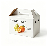 Boîte à fruits en carton ondulé personnalisée avec poignée, auto-érectible, impression CMYK 4 couleurs, emballage portable pour produits frais