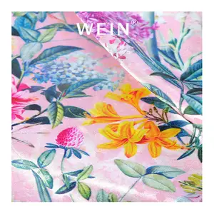 WI-ET01 Wholesale Polka Dot Jacquard Satin Fabric Floral Digital Print Satin Fabric For Dress