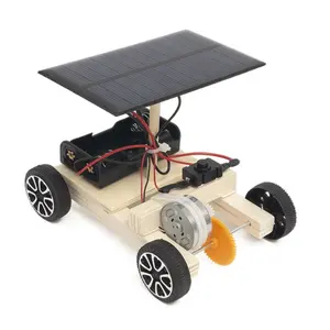 子供のためのDIY木製ソーラーパワー車車両モデルロボットおもちゃ学生科学教育プロジェクト面白いガジェットホビーギフト