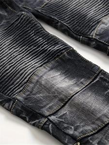 Jeans de Mezclilla Rectos Negros Y2K para Hombre, Desgastados, con Bolsillos Laterales con Cremallera, Cómodos, Elásticos, Lavados, Estilo Vintage, Hip Hop, para Invierno - Product Image 4