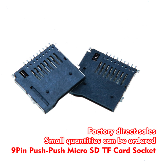 9Pin Push Push Type Micro SD TF Card Socket SMD PCB Mount TransFlash Memory Card Slot Connector for Drone GPS IoT Device