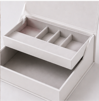 Boîte de rangement cosmétique de luxe avec plateau superposé, emballage rigide blanc de qualité supérieure pour ensembles de maquillage