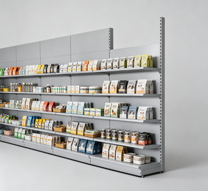 Scaffale Modulare per Farmacia, Boutique, <span class=keywords><strong>Cartoleria</strong></span>, Libreria, Supermercato, 6 Ripiani, Resistente, 100Kg, Colore Nero e Bianco - Product Image 2
