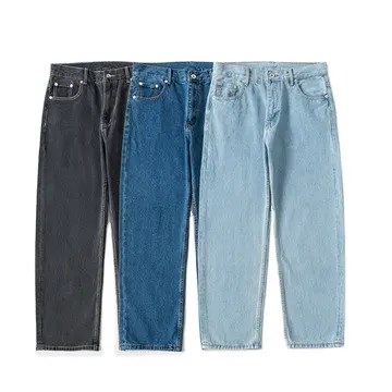 New Wholesale custom Japanese style trousers street trend retro wash loose straight-leg men's jeans for men