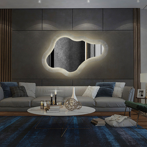 Cadre en bois moderne de luxe Verre HD Miroir de décoration de la maison Salon de coiffure mural Cadre lumineux Miroir nuage Décoration - Product Image 3