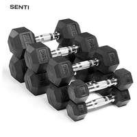 Haltères de fitness pour hommes SENTI ST-101 certifiés CE, en acier et caoutchouc, design hexagonal, poignée antidérapante, vente en gros