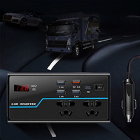 Nouvel onduleur de voiture multifonctionnel 12V/24V 110V/220V 200W avec écran, chargeur rapide QC3.0 USB-C et prise pour téléphone