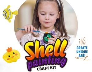 Kit de <span class=keywords><strong>peinture</strong></span> de coquillages EPT <span class=keywords><strong>pour</strong></span> enfants, ensemble d'activités créatives DIY avec peintures, argile, paillettes, colle, pinceaux et yeux boule. - Product Image 2