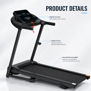 Tapis roulant pliable K-FIT GSTE-4000, 12 programmes, machine de course motorisée avec affichage LED du rythme cardiaque, salle de sport à domicile, fitness - Product Image 3