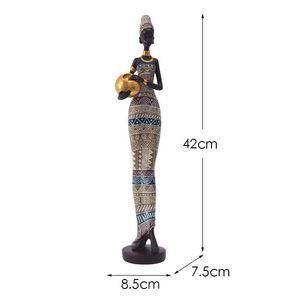 Figurina dall'africa resina Vintage statua nera donna tribale signora scultura Desktop decorazione per la casa decorazione interna della casa - Product Image 3