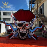 Modèle gonflable de monstre marin pirate pour installation extérieure en centre commercial pour Halloween, crâne de pieuvre gonflable sur le thème nautique pour foire