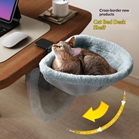 Lit de bureau pour chat en peluche, hamac pliable à clipser sur bureau, nid pour chat, mobilier pour animaux peu encombrant, lit sécurisé à fixer au bureau