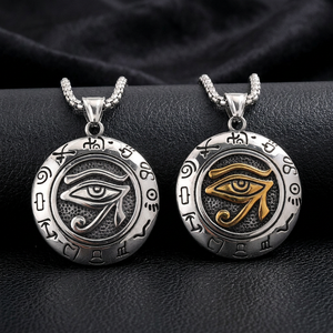 Men's <b>Tungsten</b> Eye Horus Pendant Necklace Ancient Egyptian Design Geometric Modeling Bezel Setting Everyday Wear Jewelry - Product Image 1