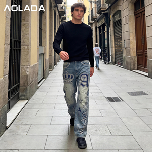 Cina 2026 Nuovi <span class=keywords><strong>Jeans</strong></span> in Denim Personalizzati da Uomo, all'Ingrosso dalla Fabbrica, Stile Vintage Lavato, Gamba Dritta, Alta Qualità, Pantaloni Casual in Denim - Product Image 1