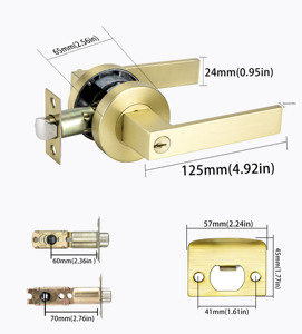 Set Maniglia per Porta d'Ingresso in Lega di Zinco con <span class=keywords><strong>Serratura</strong></span>, Finitura Oro Opaco, Viti Nascoste, Resistente - Product Image 5