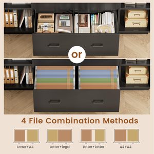 SENYU Contemporary Black Filing <b>Cabinet</b> <b>with</b> 4 <b>Drawers</b> Lockable Doors Office <b>Storage</b> for Home Office Furniture - Product Image 5