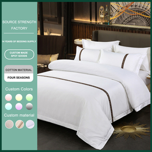 Sang Trọng 100% Bông Jacquard Duvet Bìa Tùy Chỉnh Kích Thước Khăn Trải Giường Trong Trắng Được Trang Bị Tấm Cho Khách Sạn Và Bán Buôn - Product Image 2