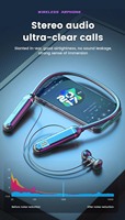 Earphone Nirkabel 5.3 Headphone Neckband Gaming Layar LED Stereo Headset Olahraga Halter Tahan Air Earbud Magnetik