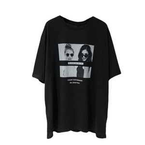 T-shirt à manches courtes en coton pur, style rétro streetwear hip hop, ample et oversize, pour couple, femme, été - Product Image 1