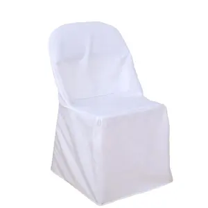 Elegant Cloth Slipcovers White Polyester Folding Chair Covers For Wedding Party And Banquet