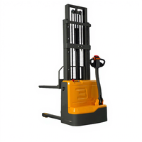 Forklift Pallet Stacker Listrik Penuh 1,5 Ton 2 Ton Tipe Berjalan dengan Tiang Dua Tingkat Baterai Lithium-ion