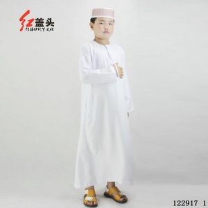 Abaya ománica de cuello redondo para niños, tela suave, túnica islámica ligera de manga larga para niños para la oración del Ramadán. - Product Image 1