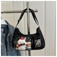 Nouveau 2026 : Porte-badge transparent pour sac bandoulière en PU, sac à l'épaule à fermeture éclair unique pour affichage d'anime, idéal pour les filles cosplay