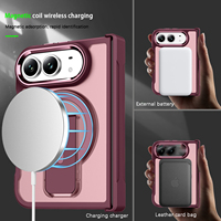 Étui de téléphone portable magnétique transparent givré de couleur unie pour iPhone 18 Fold ULTRA, coque pliable avec support invisible.