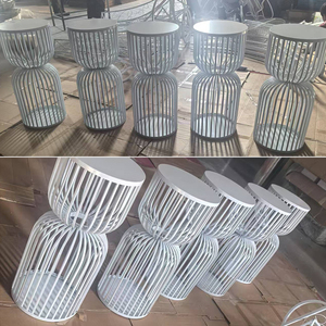 Plinti Decorativi per Matrimoni Bianchi e Oro, Espositori a Cilindro Rotondo, Piedistalli Floreali per Feste ed Eventi Nuziali - Product Image 2