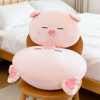 Peluche cochon à tête ronde, coussin de dos multifonctionnel en forme de cochon rose, pour voiture et canapé, en polyester et coton PP
