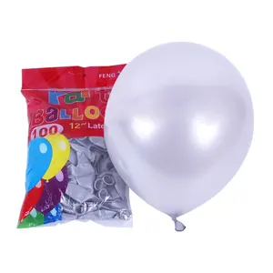 100pcs 12 इंच 3.2g गुब्बारा दौर मोती के लिए धातु चांदी के रंग हीलियम Ballons पार्टी