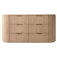Commode à 6 tiroirs en chêne massif de style nordique moderne de la série Byron, fabriquée à la main, autoportante, pour chambre à coucher, en acier inoxydable, écologique