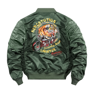 2021Tiger Mô Hình Thêu Phi Công Áo Khoác Phổ Biến Máy Bay Ném Bom Thể Thao Giản Dị Áo Khoác Nam - Product Image 2