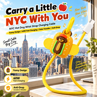 Câble de charge rapide 60W New York Hot Dog Dachshund avec sangle de poignet, universel USB Type C vers Type C