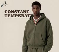Veste zippée en molleton de coton épais pour homme, coupe ample et rétro, style streetwear américain, collection Hiver 2026