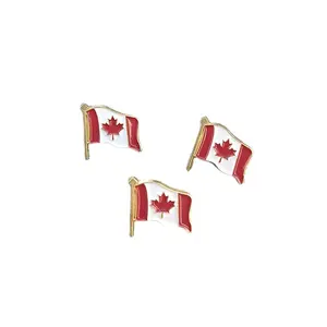 Bandiera canadese spilla smaltata morbida distintivi regalo oro sport metallo ferro Souvenir OEM farfalla frizione USA stampaggio Canada Souvenir