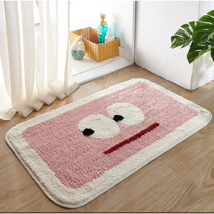 Tapis de bain rectangulaire rose avec motif Emoji de dessin animé, absorbant et antidérapant, pour salle de bain, toilettes, entrée, usage domestique - Product Image 1