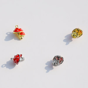<b>Red</b> Mushroom Pendant Alloy Oil Dripping Middle Size Jewelry Findings For DIY Earrings <b>Bracelets</b> Necklaces - Product Image 4