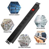 PDU à montage en rack 8 prises, unité de distribution d'alimentation en métal, indice de protection IP66, certifié CE, basse tension, universel, prises 10A 16A pour serveur