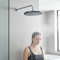 Pommeau de douche pluie hexagonal texturé gris mat chromé de 8 pouces, contemporain, à jet unique, installation facile pour appartement