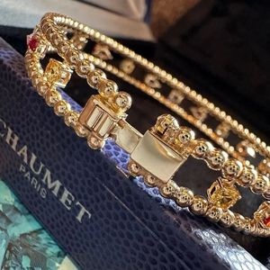 Bracelet jonc élastique double rang de perles en pierres précieuses naturelles en or 18 carats Xinfly Fine Jewelry - Product Image 3