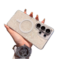 Étui IMD à motif coquille dorée et pailletée pour Samsung Galaxy S26 S25 Ultra S24 FE, compatible avec le chargement sans fil, magnétique, antichoc et brillant