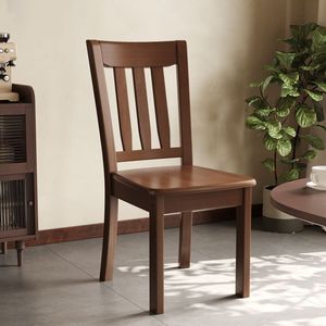 Silla de comedor de madera maciza con respaldo, color madera natural, para uso doméstico, estilo nórdico. - Product Image 3