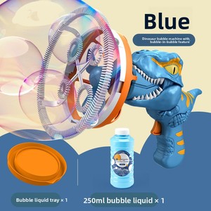 2025 venta superior verano al aire libre niños eléctrico gran fabricante de burbujas Máquina automática ventilador dinosaurio pistola de burbujas máquina para niños - Product Image 5