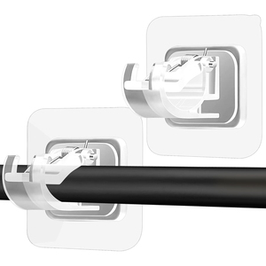 Porte-clip fixe télescopique autocollants sans poinçon rideau de douche domestique serviette porte rideau suspendu porte-tringle comprend des crochets - Product Image 1