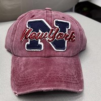 Casquette de baseball délavée avec patch lettres brodées, taille unique unisexe, style déchiré, pour hommes et femmes, sports de plein air, vente en gros